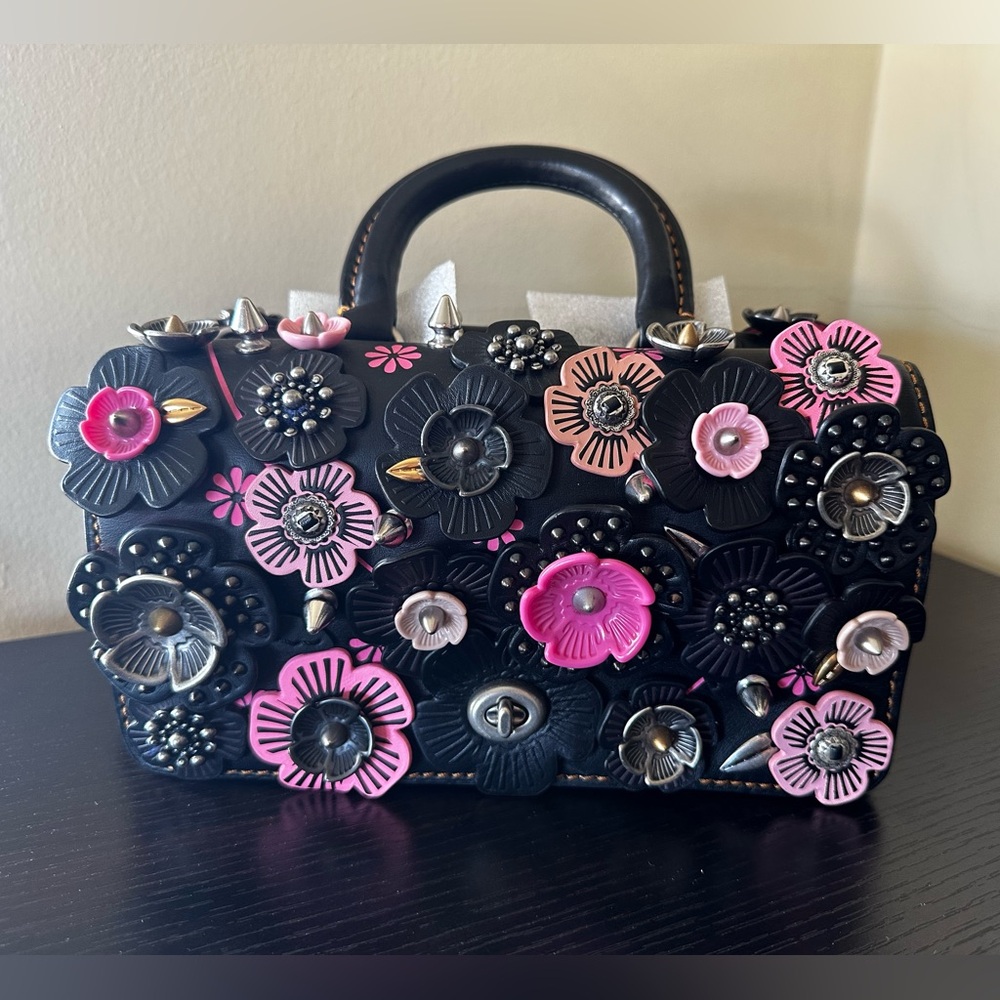 SOLD. Coach 1941 Collection Double Dinky With Black & Pink Wild Tea Rose